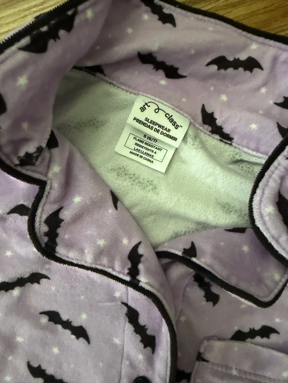 Kids Lavender Bat Print Pajama Set - Short Sleeve Top & Shorts size Small